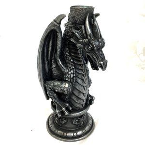 Rare Vtg Winged Dragon Taper Candle Holder NWT NOS